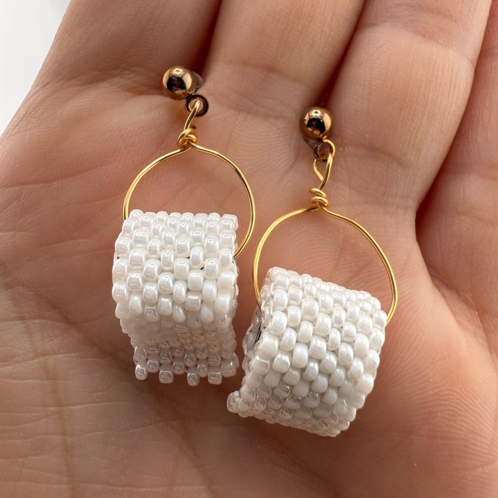 Toilet Paper White Earrings